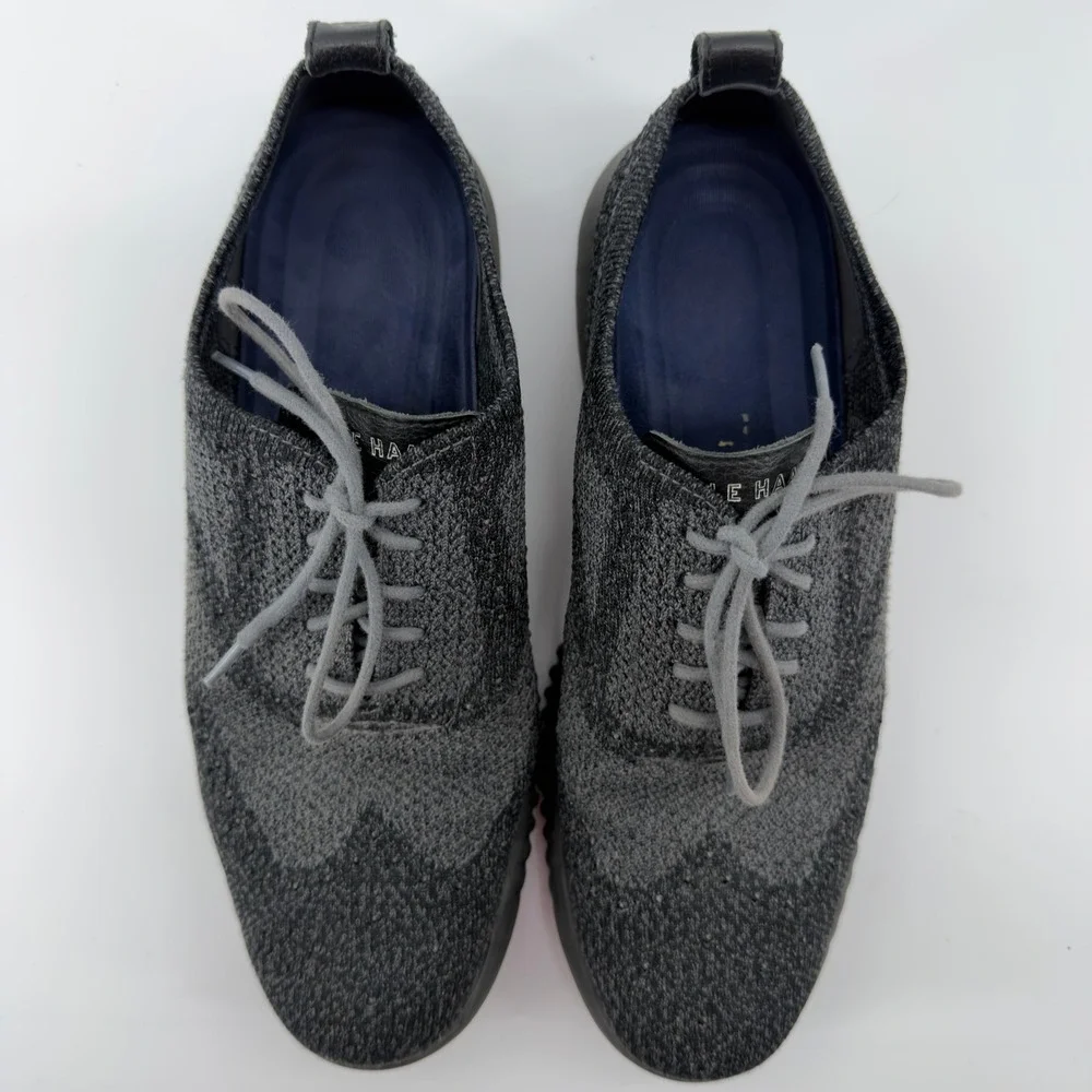 Cole Haan Zerogrand Stitchlite Wingtip Oxford Mens‎ 10 Grey Knit